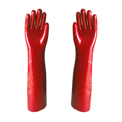 GUANTE DE PVC ROJO 70 CM